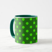 Green On Dark Green Polka Dots Pattern Design  マグカップ (正面左)