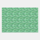 Green on Green Watercolor Wavy Lines ラッピングペーパーシート (正面3)