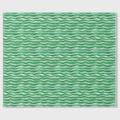 Green on Green Watercolor Wavy Lines ラッピングペーパー (フラット)