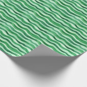 Green on Green Watercolor Wavy Lines ラッピングペーパー (角)
