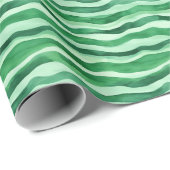 Green on Green Watercolor Wavy Lines ラッピングペーパー (ロールコーナー)