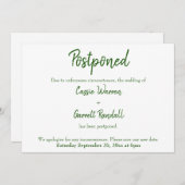 Green on Whiteの延期結婚発表 招待状 (正面/裏面)