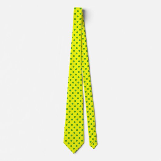 Green On Yellow Polka Dots Pattern Design ネクタイ (正面)