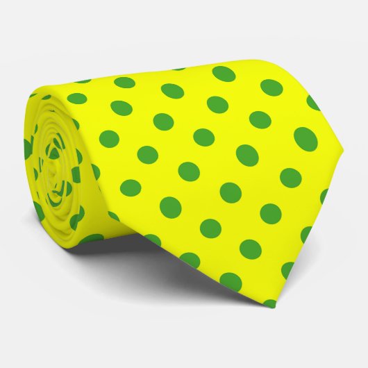 Green On Yellow Polka Dots Pattern Design  ネクタイ (ロール)