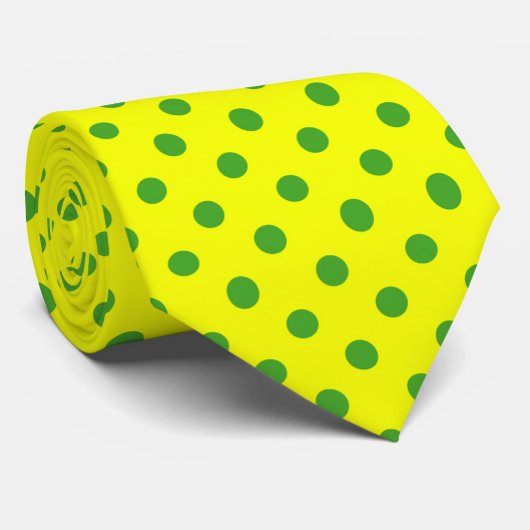 Green On Yellow Polka Dots Pattern Design ネクタイ