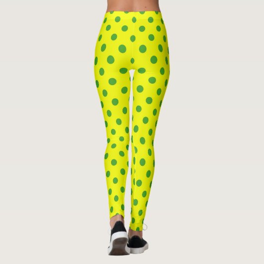 Green On Yellow Polka Dots Pattern Design レギンス (裏面)