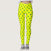 Green On Yellow Polka Dots Pattern Design  レギンス (正面)