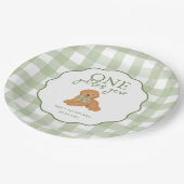 Green One Golden Year Goldendoodle 1st Birthday ペーパープレート (アングル)