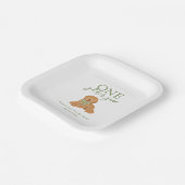 Green One Golden Year Goldendoodle Birthday ペーパープレート (傾斜あり)