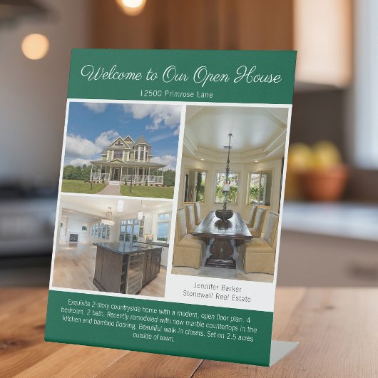 Green Open House Real Estate Listing Photo 台座サイン