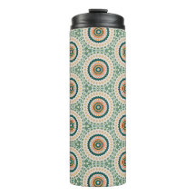 Green Orange And Blue Boho Chic Circle Pattern