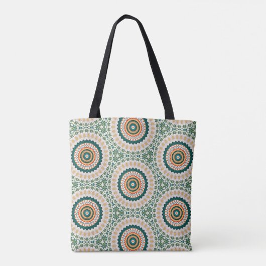 Green Orange And Blue Boho Chic Circle Pattern トートバッグ (裏面)