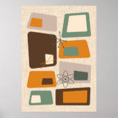 Green, Orange, Brown, Mid Century Modern Abstract ポスター (正面)
