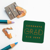 Green Orange Grad Typography Graduation Sticker スクエアシール
