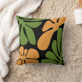 Green & Orange Modern Abstract Floral クッション (ブランケット)