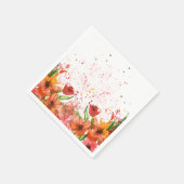 Green & Orange Modern Abstract Floral スタンダードカクテルナプキン (角)