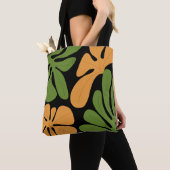 Green & Orange Modern Abstract Floral トートバッグ (クローズアップ)