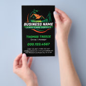 Green Orange Modern Lawn Care Landscaping Service チラシ (ハンドル)