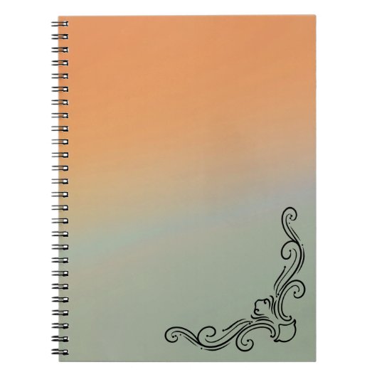 Green & Orange Ombre Notebook with Black Accent ノートブック (正面)