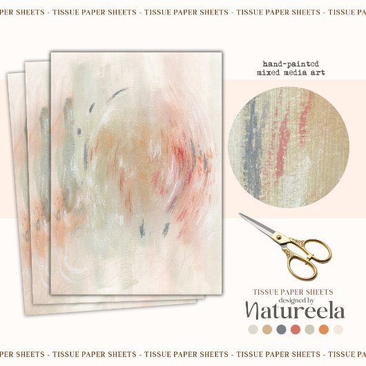 Green Orange Pink Abstract Decoupage Tissue Paper 薄葉紙