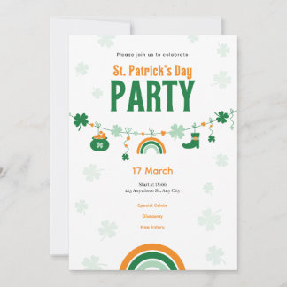 Green & Orange St. Patrick’s Day Party Invitation  招待状