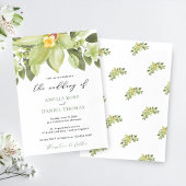Green Orchid Watercolor Botanical Wedding 招待状