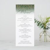 Green Ornate Damask Wedding Menu Card メニュー (スタンド正面)