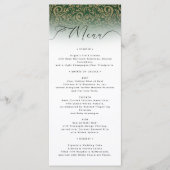 Green Ornate Damask Wedding Menu Card メニュー (正面)