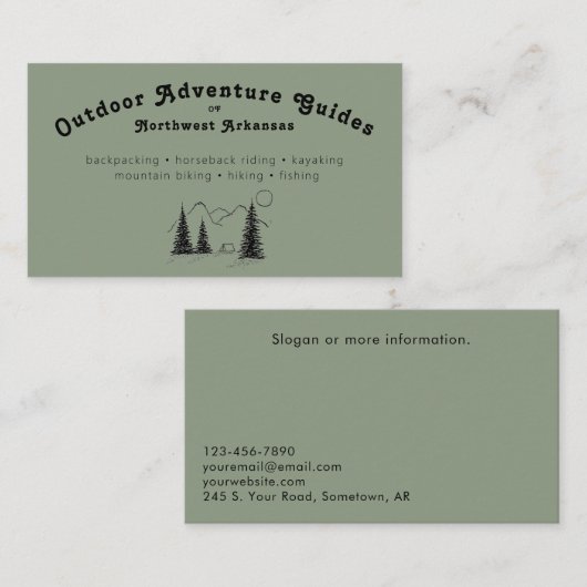 Green Outdoor Mountain Camp Scene  名刺 (正面/裏面)