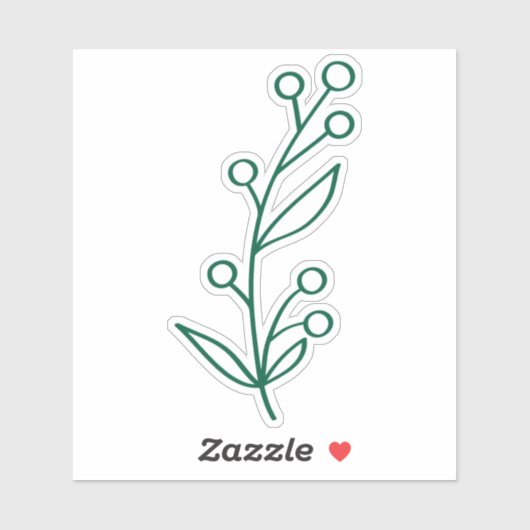 Green Outline Berry Custom Cut  シール (シート)