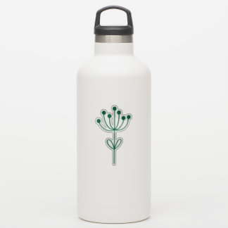 Green Outline Floral Design Transparent Custom Cut シール