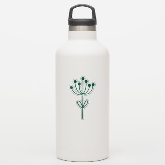 Green Outline Floral Design Transparent Custom Cut シール (ウォーターボトル)