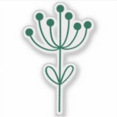 Green Outline Floral Design Transparent Custom Cut シール (正面)