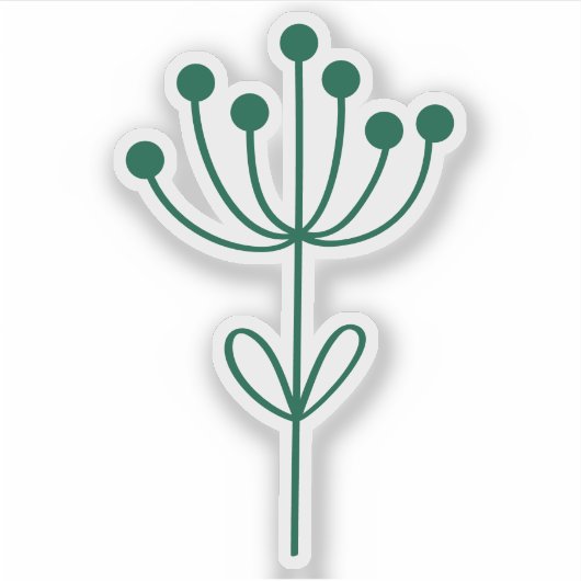 Green Outline Floral Design Transparent Custom Cut シール (正面)