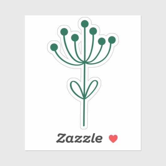 Green Outline Floral Design Transparent Custom Cut シール (シート)