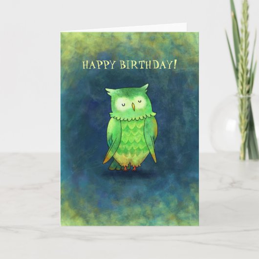 Green Owl Greeting Card(カスタマイズ可能) カード (正面)