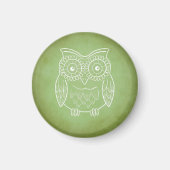 Green Owl Stencil マグネット (正面)
