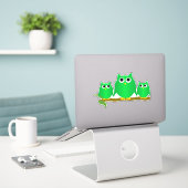 Green Owls Design シール (デスク上のノートパソコン)