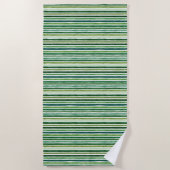 Green painterly stripes pattern ビーチタオル (正面)