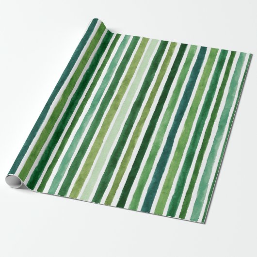 Green painterly stripes pattern ラッピングペーパー (アンロールド)