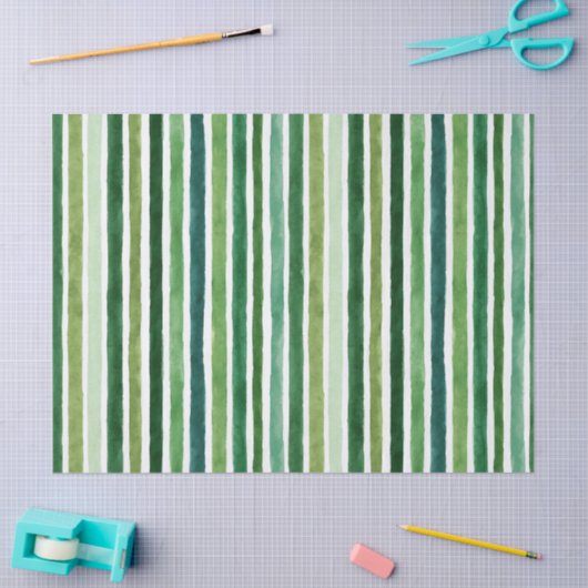 Green painterly stripes pattern 薄葉紙 (クラフト)