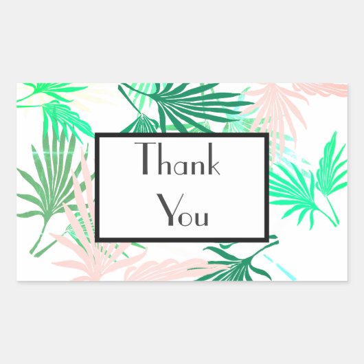 Green Palm 淡い色の Thank You's Gift 結婚 Sticker 長方形シール (正面)