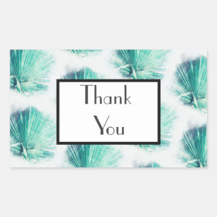 Green Palm 淡い色の Thank You's Gift 結婚 Sticker 長方形シール