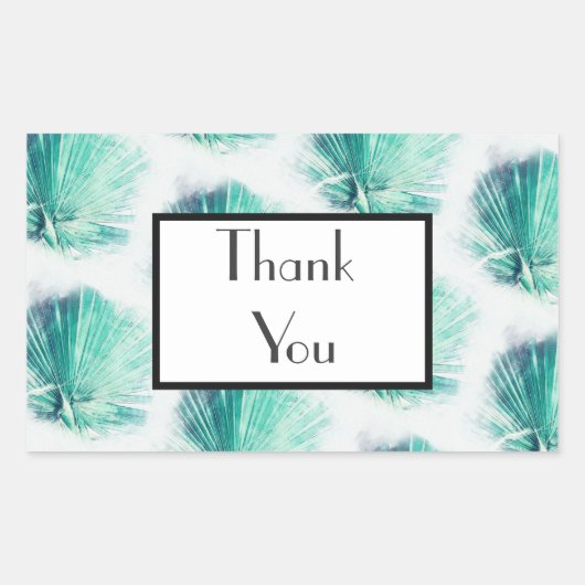 Green Palm 淡い色の Thank You's Gift 結婚 Sticker 長方形シール (正面)