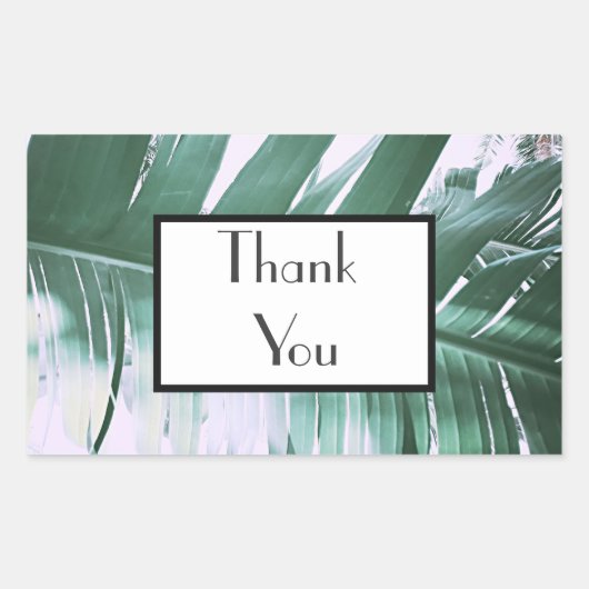 Green Palm 淡い色の Thank You's Gift 結婚 Sticker 長方形シール (正面)