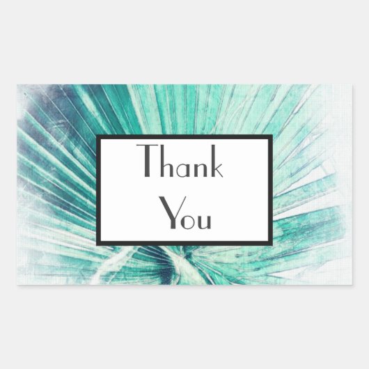 Green Palm 淡い色の Thank You's Gift 結婚 Sticker 長方形シール (正面)
