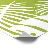 Green Palm Leaves Rainforest Pattern Birthday ポスター (角)