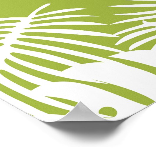 Green Palm Leaves Rainforest Pattern Birthday ポスター (角)