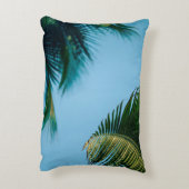 Green palm tree under blue sky in the morning アクセントクッション (裏面(縦))