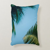 Green palm tree under blue sky in the morning アクセントクッション (正面(垂直))
